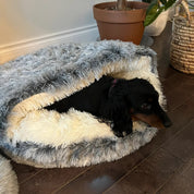 Cozy Pet Cave Bed Cats and Dogs Soft Plush Snuggle Cave - Image 1