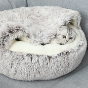 Cozy Pet Cave Bed Cats and Dogs Soft Plush Snuggle Cave - Image 2