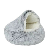 Cozy Pet Cave Bed Cats and Dogs Soft Plush Snuggle Cave - Image 3
