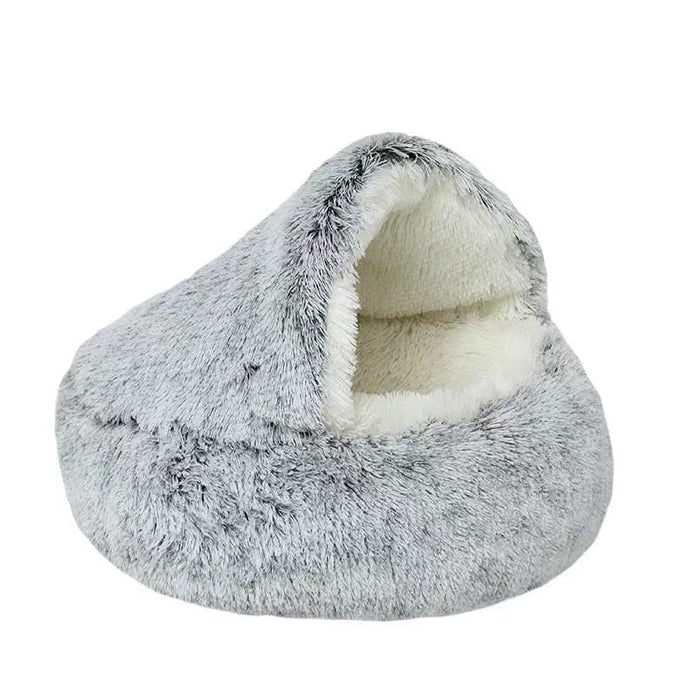 Cozy Pet Cave Bed Cats and Dogs Soft Plush Snuggle Cave - Image 3