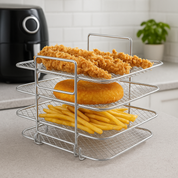 Crispy Food Air Fryer Rack 3-Tier Stainless Steel Cooking Tray - Image 1