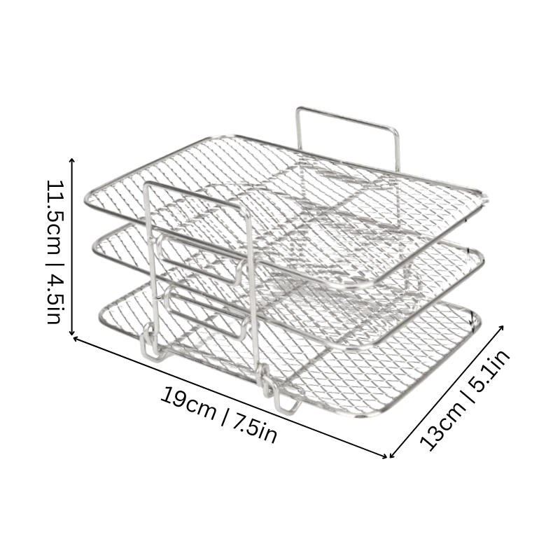 Crispy Food Air Fryer Rack 3-Tier Stainless Steel Cooking Tray - Image 2
