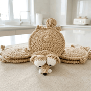 Critter Mat Coasters Cute Animal Design Handmade Crochet Set - Image 1
