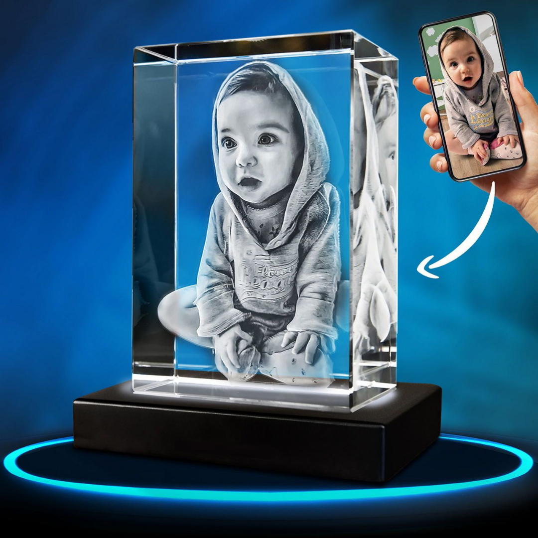Custom Photo Crystal Keepsake Personalized 3D Art Display Memories - Image 2