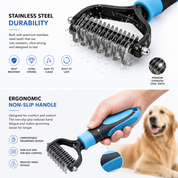Deshedding Brush Dogs & Cats Dual-Sided Grooming Tool - Image 4