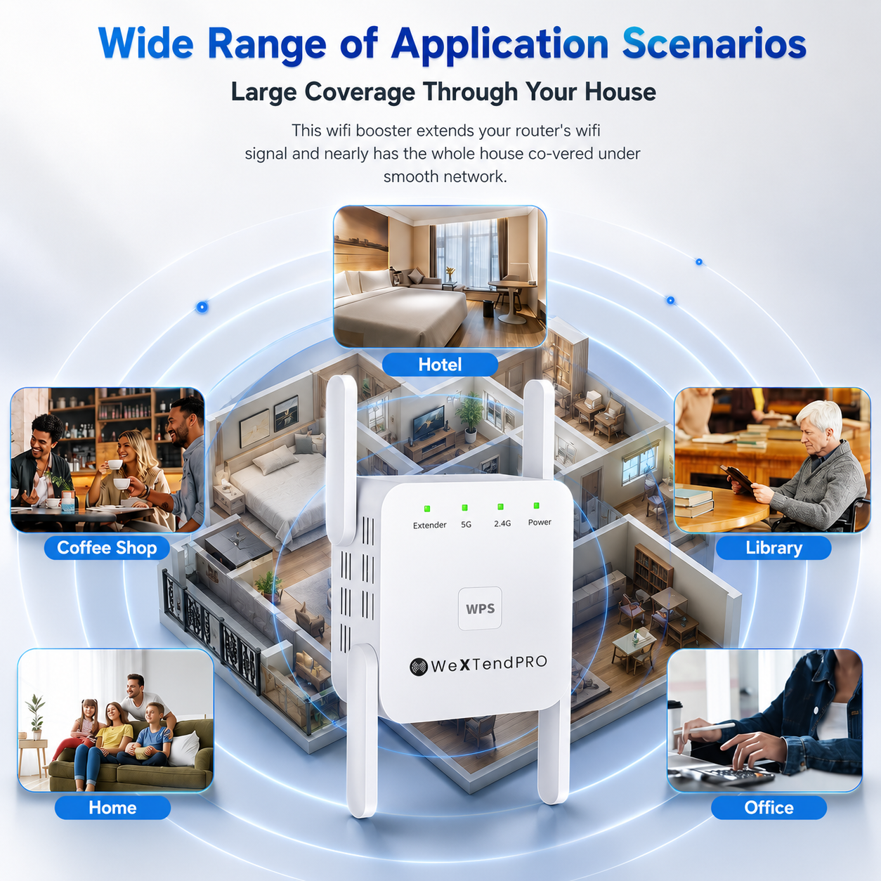 Dual-Band WIFI Extender Home and Office Coverage 1200mbps Speed - Image 3