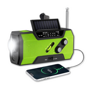 Emergency Solar Radio Flashlight and Phone Charger Green - Image 1