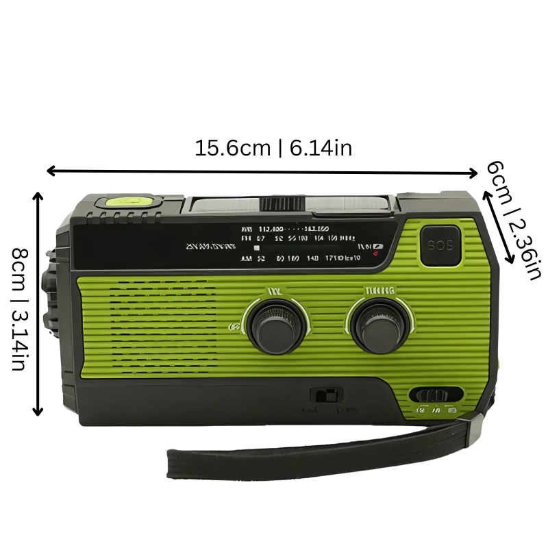 Emergency Solar Radio Flashlight and Phone Charger Green - Image 2