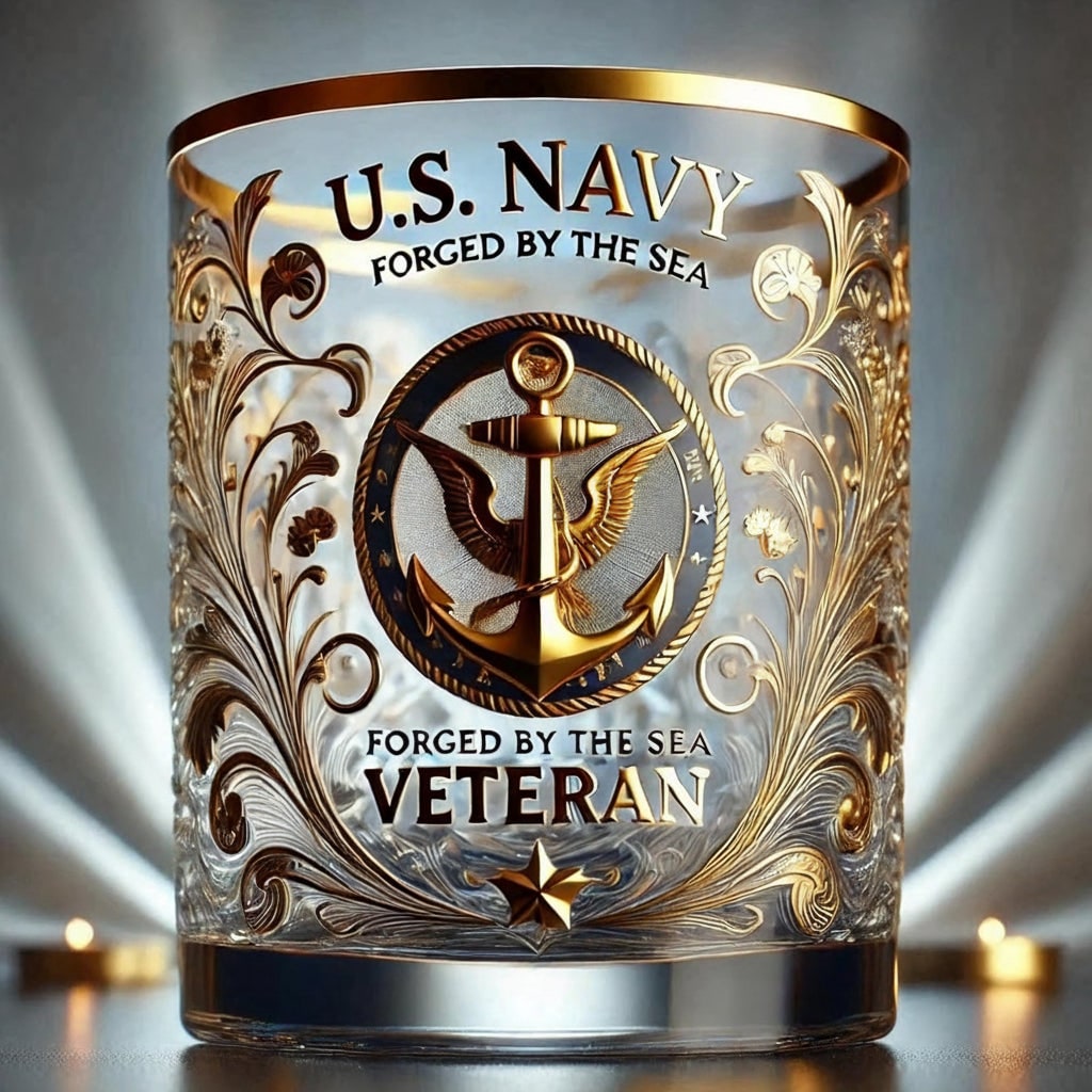 Engraved Memorial Glass Tribute Veterans Elegant Glass - Image 1
