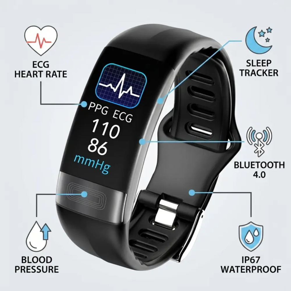 Fitness Tracker Heart Rate Monitor Watch Smart Bracelet - Image 2