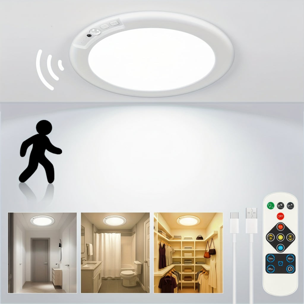Flush Mount Ceiling Light LED Motion Sensor Versatile Design - Image 1