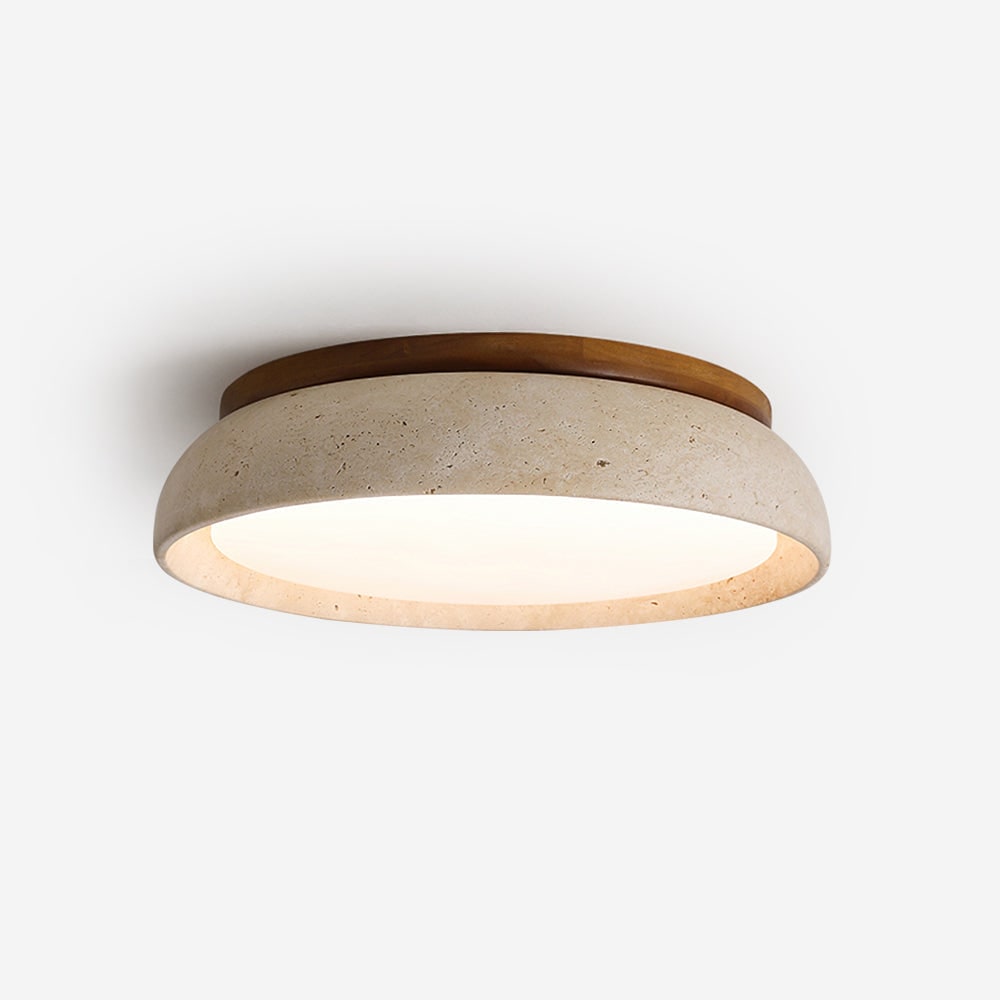 Flush Mount Ceiling Light Travertine Stone and Modern Design - Image 1