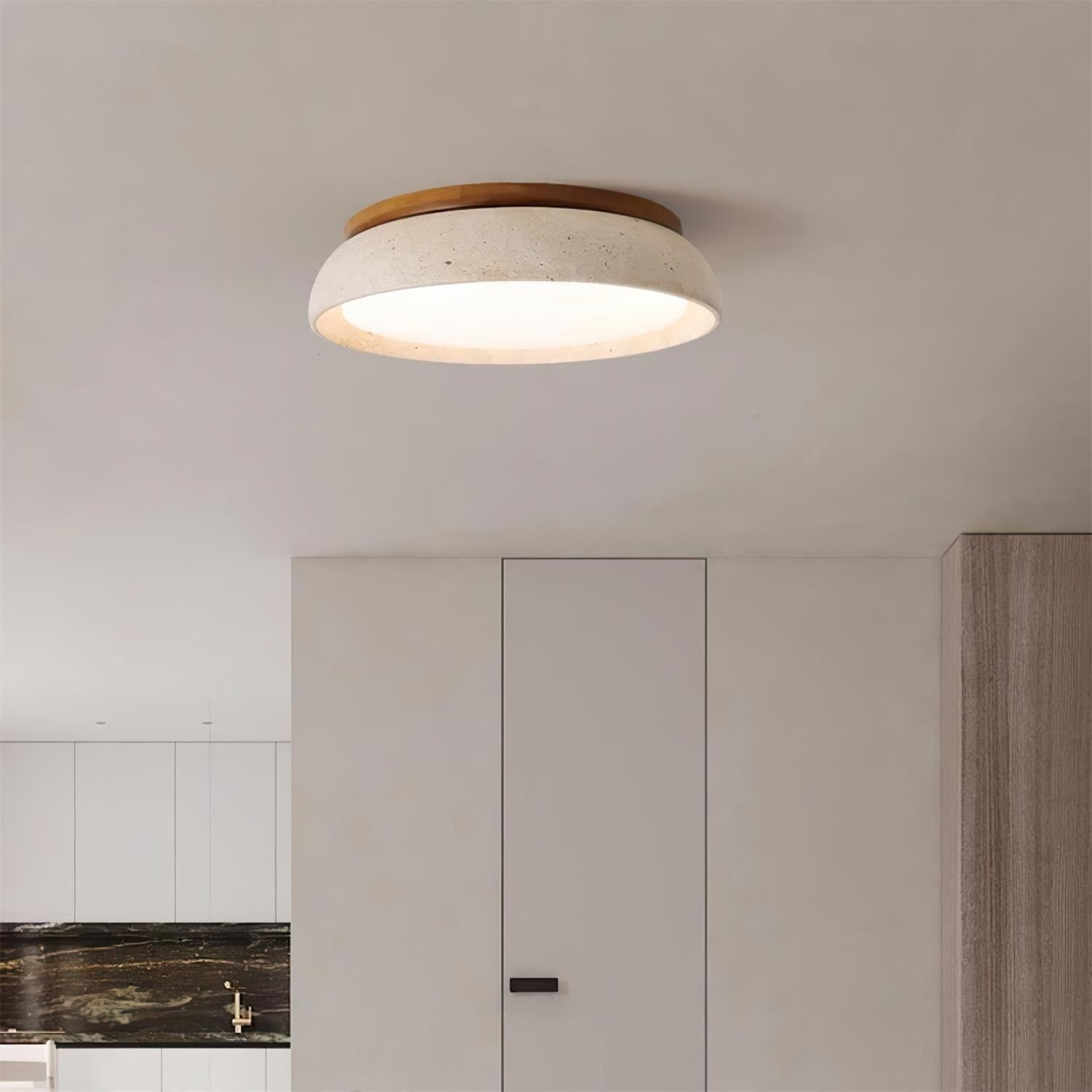 Flush Mount Ceiling Light Travertine Stone and Modern Design - Image 2