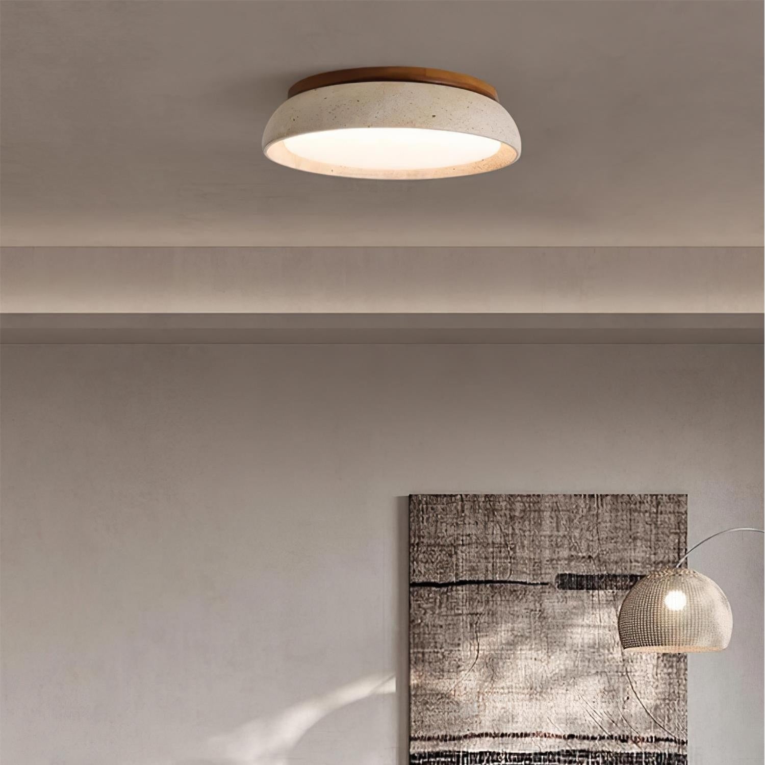 Flush Mount Ceiling Light Travertine Stone and Modern Design - Image 3