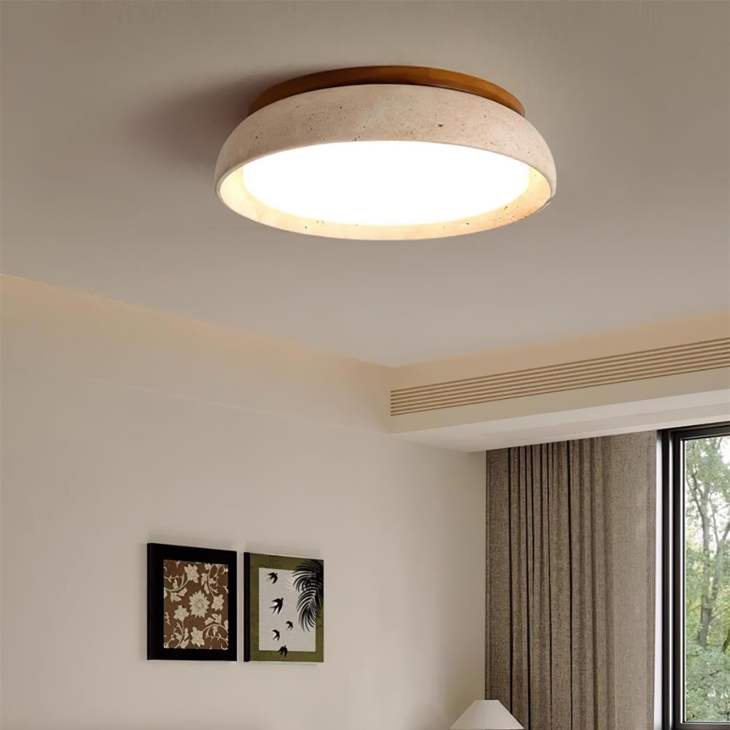 Flush Mount Ceiling Light Travertine Stone and Modern Design - Image 6