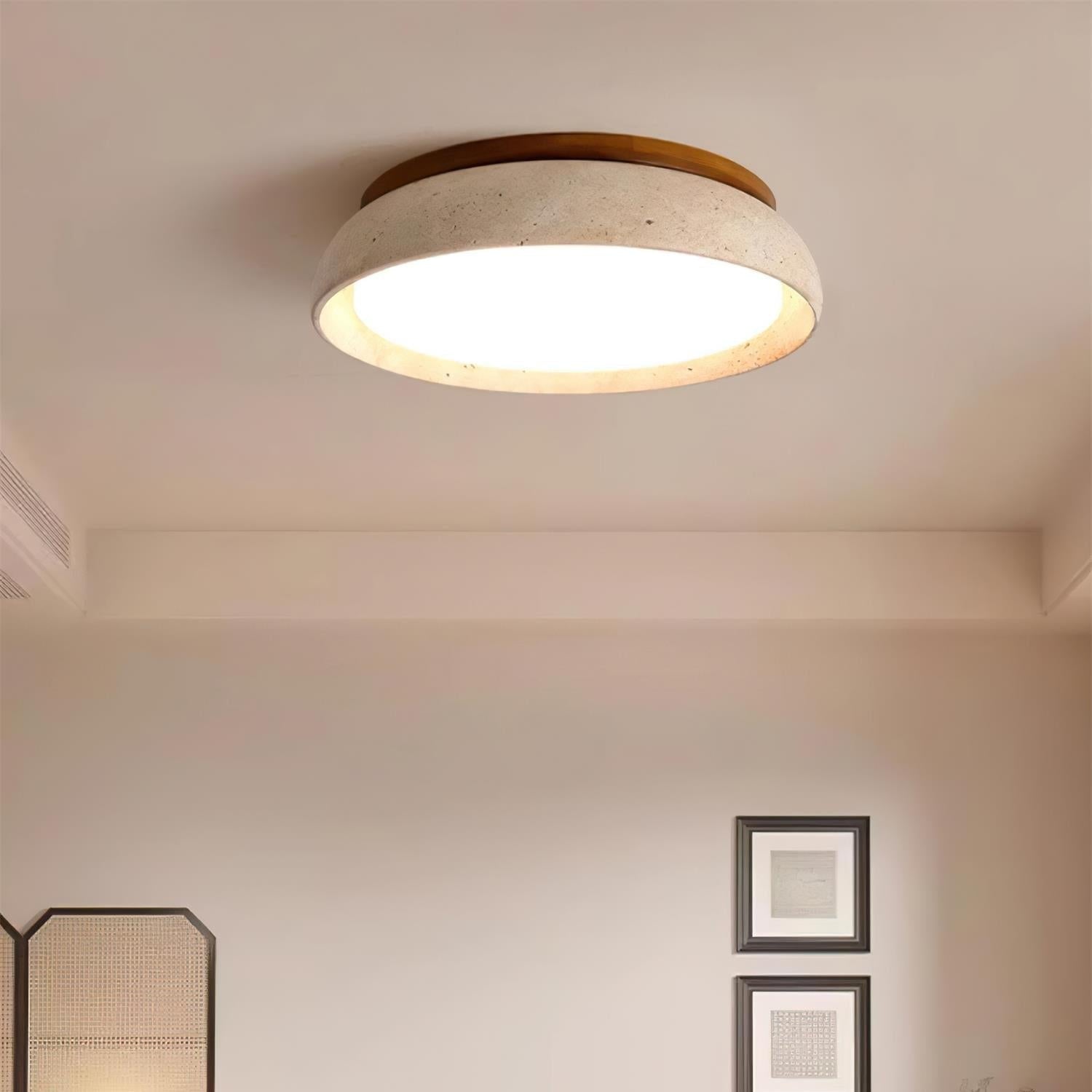 Flush Mount Ceiling Light Travertine Stone and Modern Design - Image 7