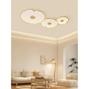 Flush Mount Ceiling Light Wood Finish and Lotus Leaf Design - Image 15