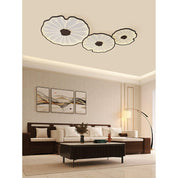 Flush Mount Ceiling Light Wood Finish and Lotus Leaf Design - Image 2