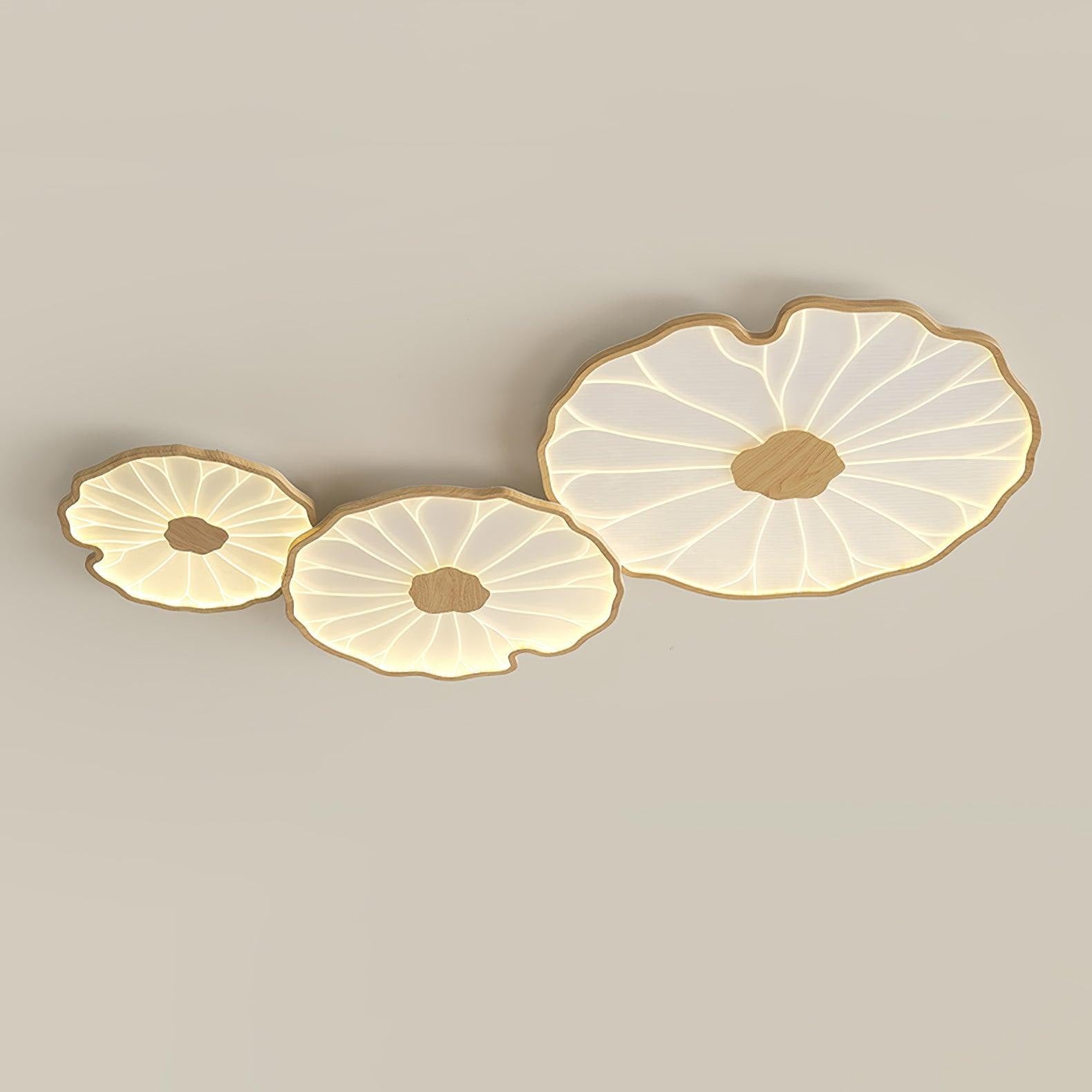 Flush Mount Ceiling Light Wood Finish and Lotus Leaf Design - Image 27