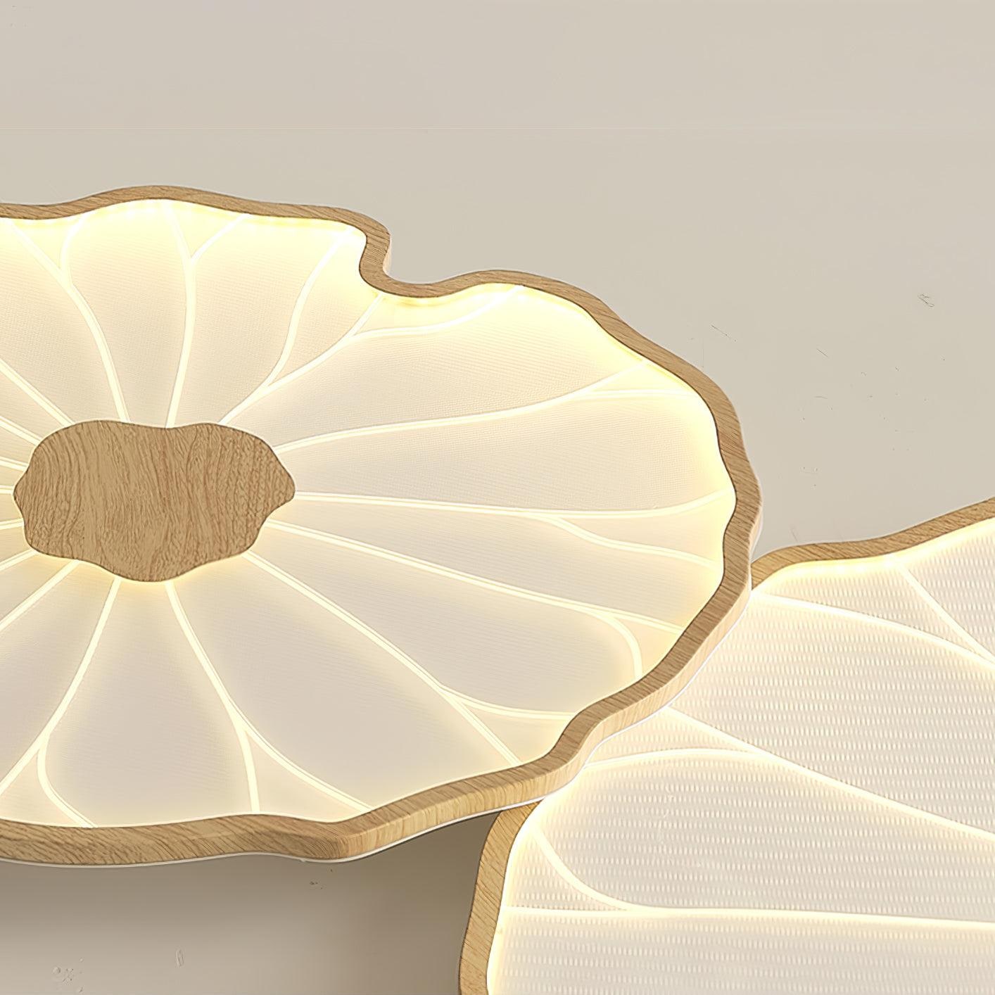 Flush Mount Ceiling Light Wood Finish and Lotus Leaf Design - Image 30
