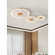 Flush Mount Ceiling Light Wood Finish and Lotus Leaf Design - Image 35