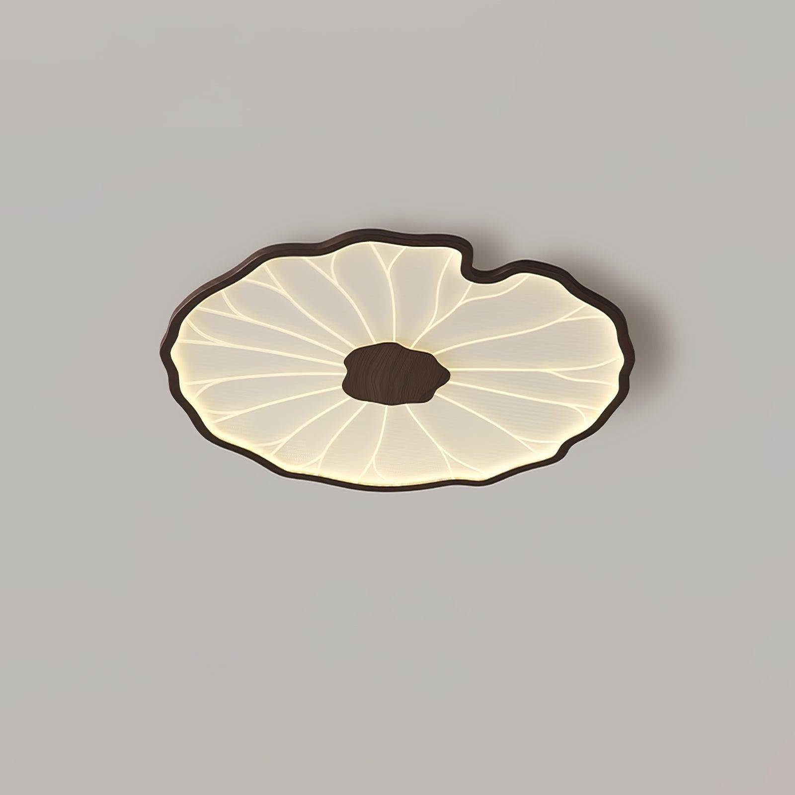 Flush Mount Ceiling Light Wood Finish and Lotus Leaf Design - Image 6