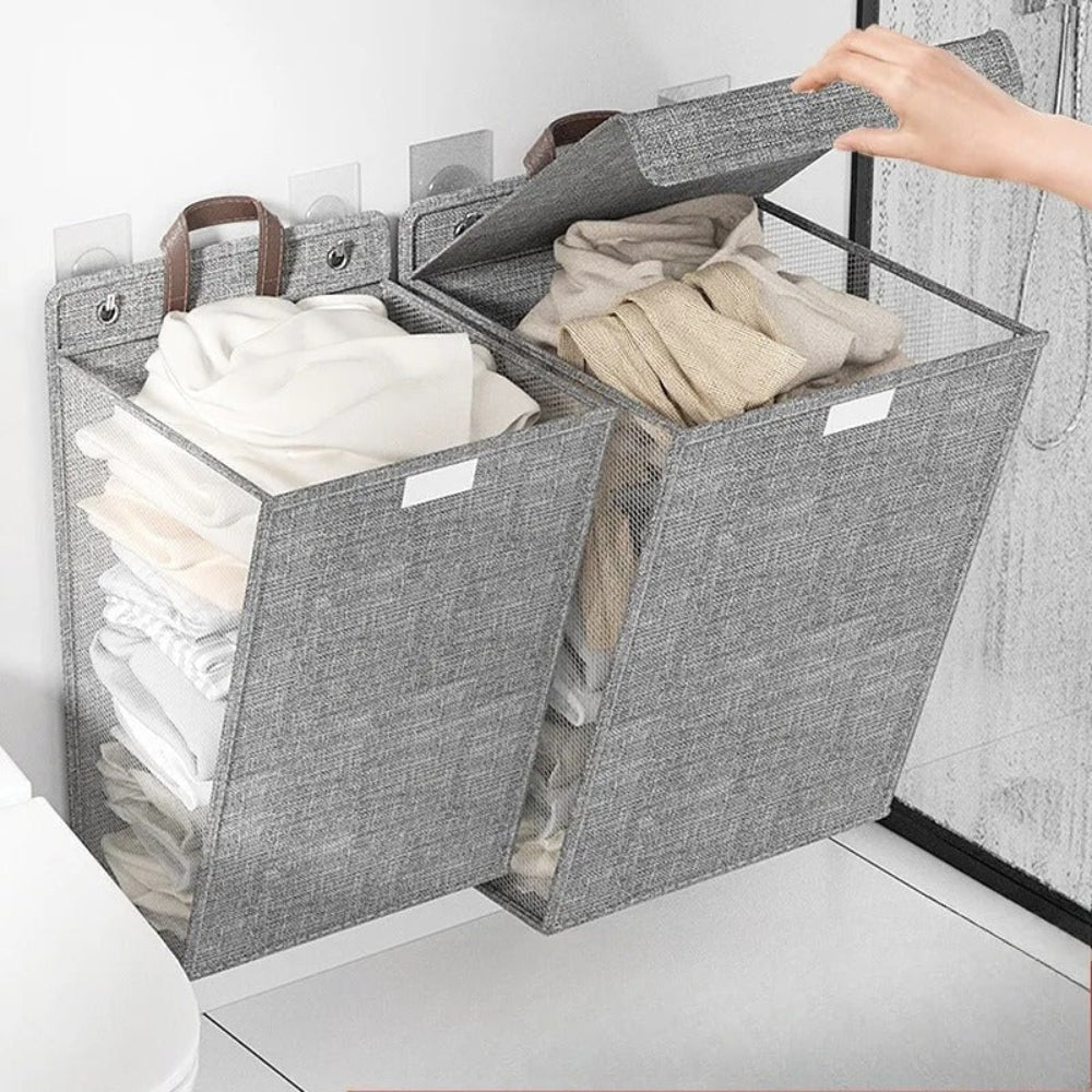 Foldable Laundry Basket Storage Wall-Mounted Design - Image 1