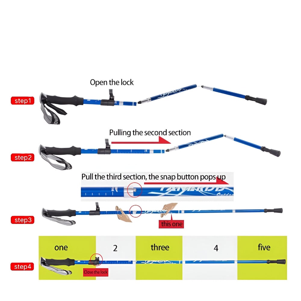Foldable Trekking Poles Hiking Poles Telescopic Foldaway - Image 18