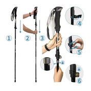 Folding Walking Poles Hiking Adjustable Lightweight Trekking Sticks - Image 3
