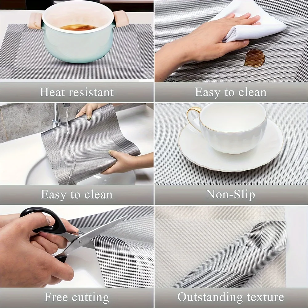 Heat-Resistant PVC Placemats Washable Non-Slip Table Mats Set - Image 4