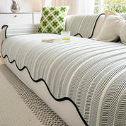 Herringbone Sofa Cover Scallop Stylish Protection - Image 2