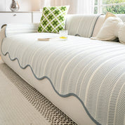 Herringbone Sofa Cover Scallop Stylish Protection - Image 3
