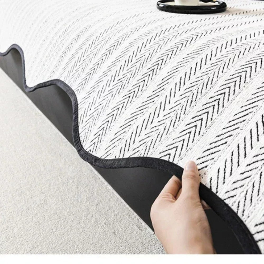 Herringbone Sofa Cover Scallop Stylish Protection - Image 8