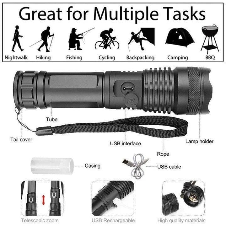High-Intensity LED Flashlight 90000 Lumens Waterproof Portable - Image 7