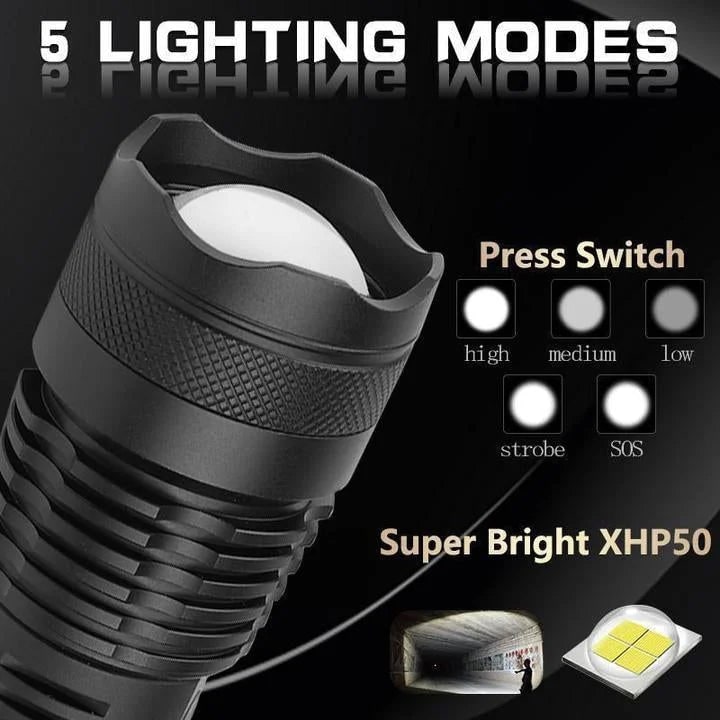 High-Intensity LED Flashlight 90000 Lumens Waterproof Portable - Image 8