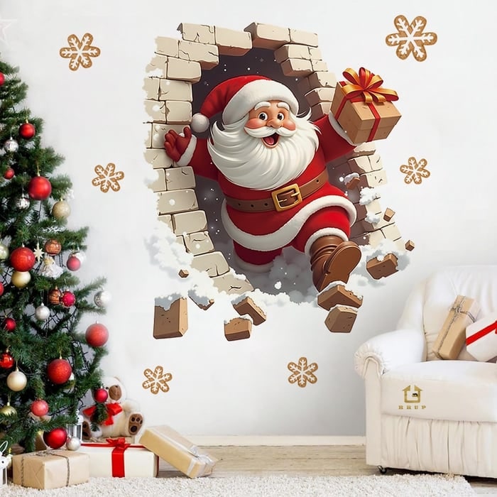 Holiday Wall Sticker Set Merry Santa Decor Christmas Cheer - Image 1