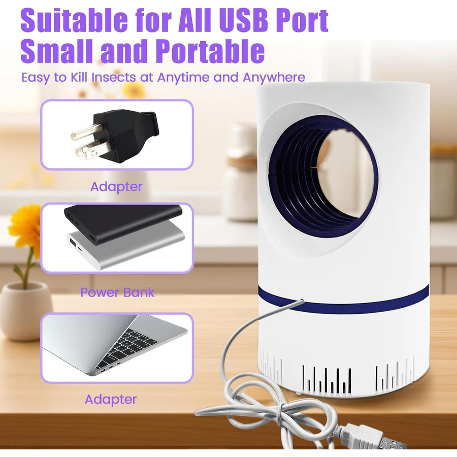 Indoor UV Light Insect Trap Mosquitoes and Flies Portable Killer - Image 3