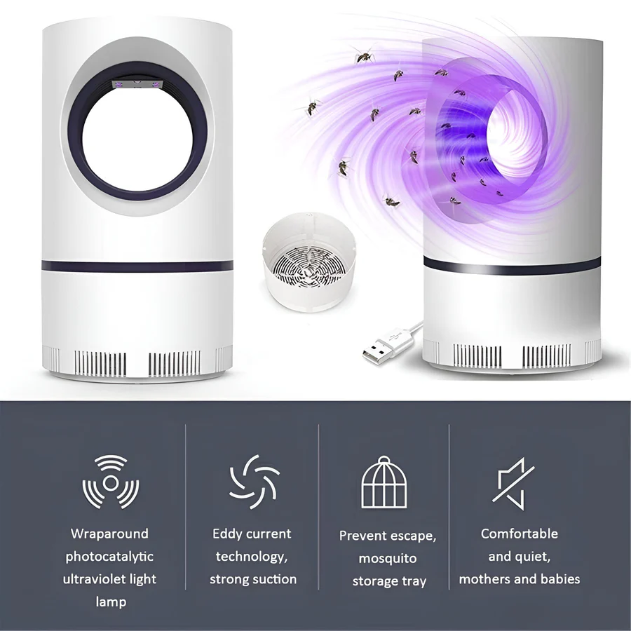 Indoor UV Light Insect Trap Mosquitoes and Flies Portable Killer - Image 9