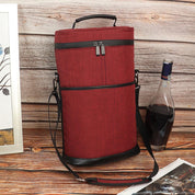 Insulated Wine Cooler Tote Bag Adjustable Strap 2 Bottles - Image 1