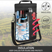 Insulated Wine Cooler Tote Bag Adjustable Strap 2 Bottles - Image 3