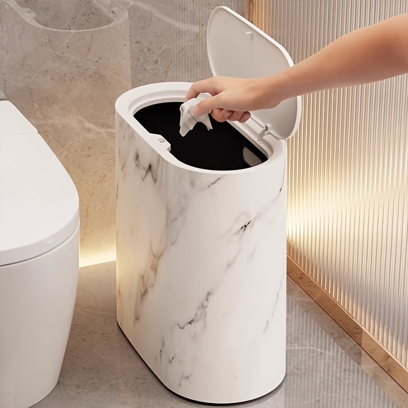 Kitchen Trash Can Bathroom Bin Lid Pedal Narrow Waste Bin - Image 8
