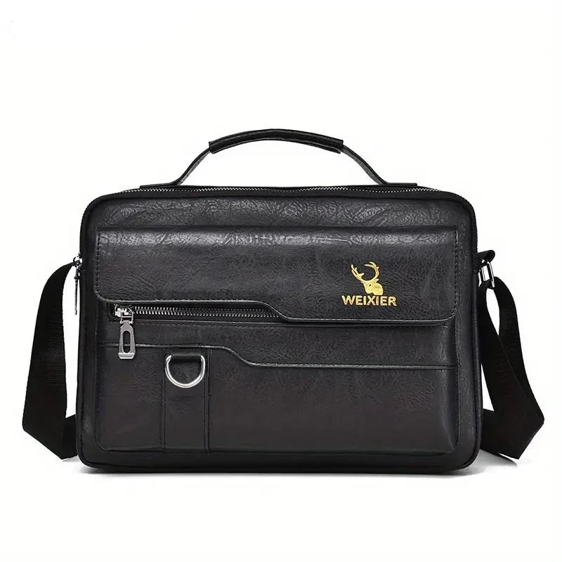 Leather Messenger Bag Stylish Crossbody Satchel Brown Black - Image 10