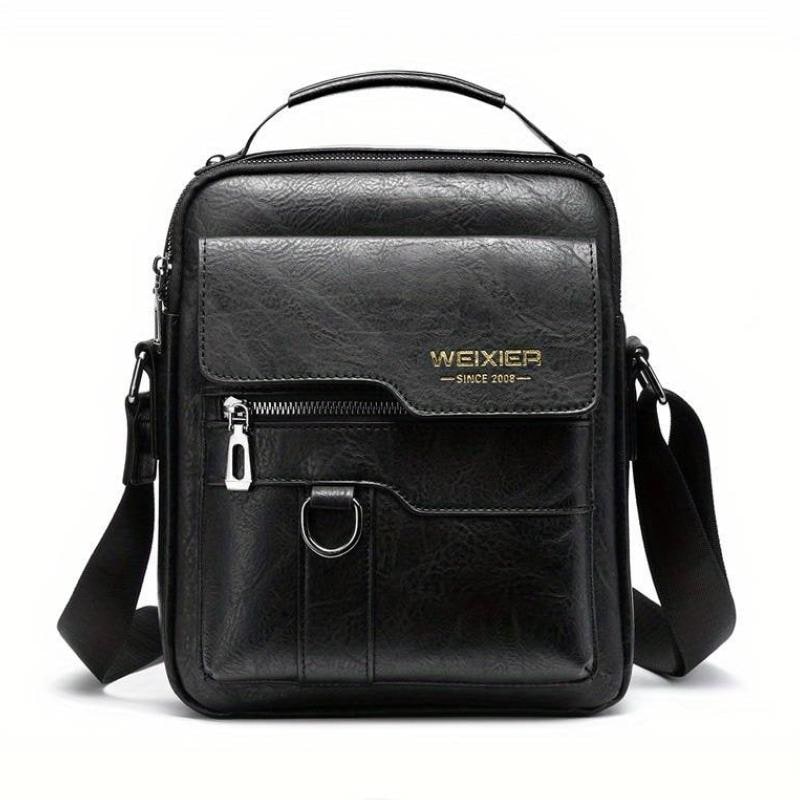 Leather Messenger Bag Stylish Crossbody Satchel Brown Black - Image 2
