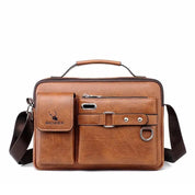 Leather Messenger Bag Stylish Crossbody Satchel Brown Black - Image 6