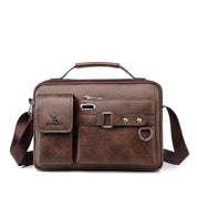 Leather Messenger Bag Stylish Crossbody Satchel Brown Black - Image 8