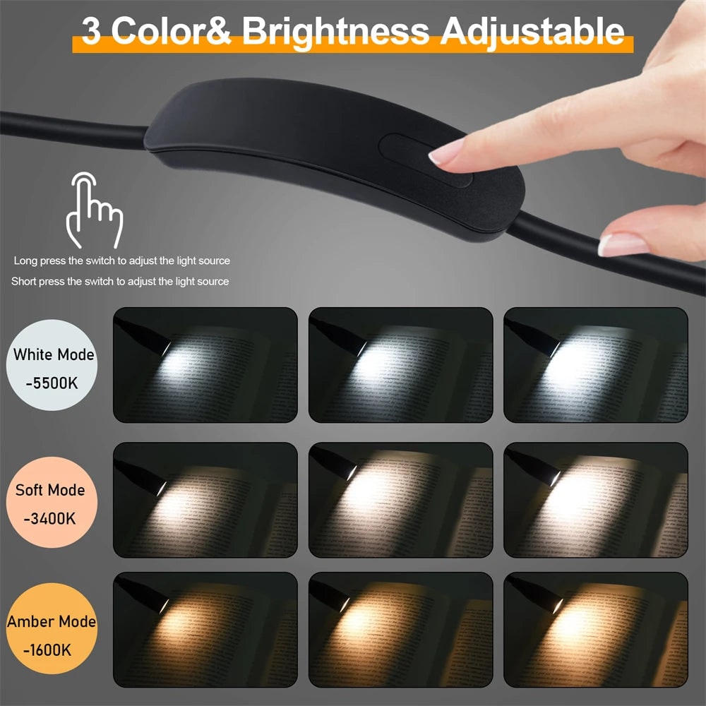 LED Neck Light USB Rechargeable 3 Colors & Dimmable Flexibility - Image 2