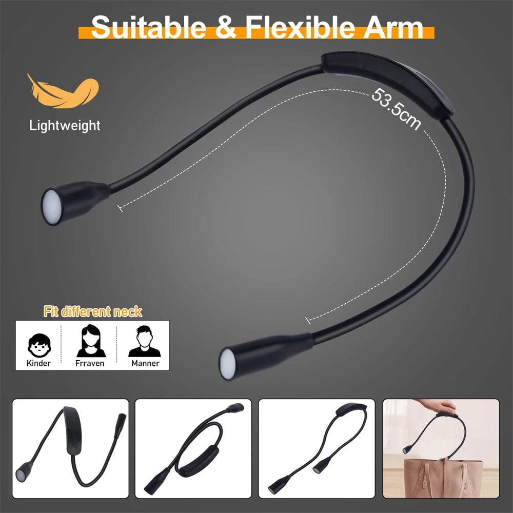 LED Neck Light USB Rechargeable 3 Colors & Dimmable Flexibility - Image 4