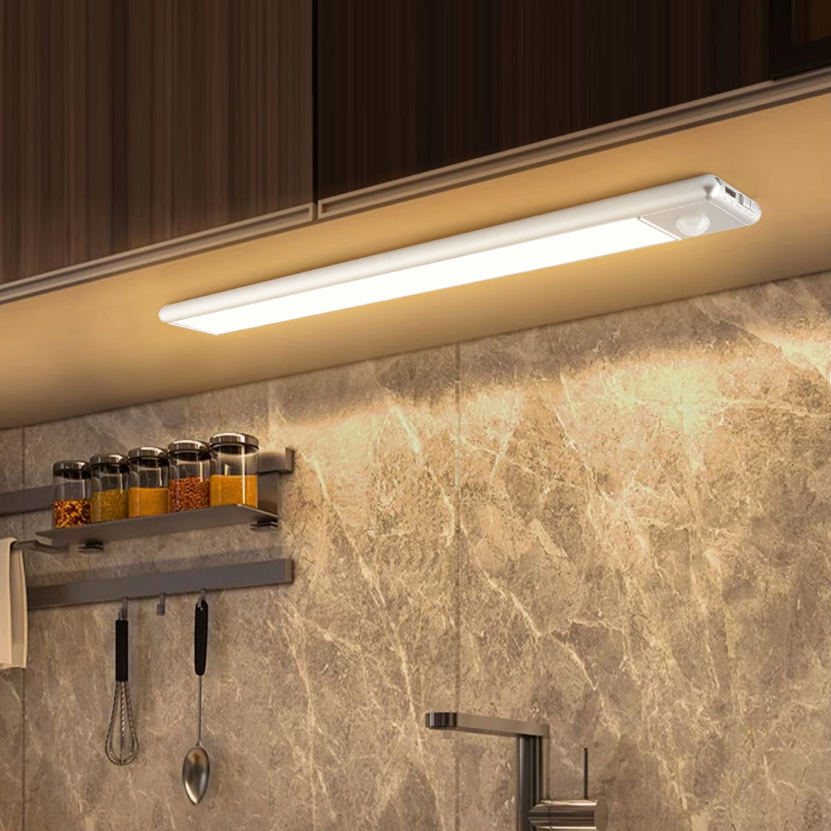 LED Under Cabinet Light Bar Motion Sensor Slim Design 20- - Image 1