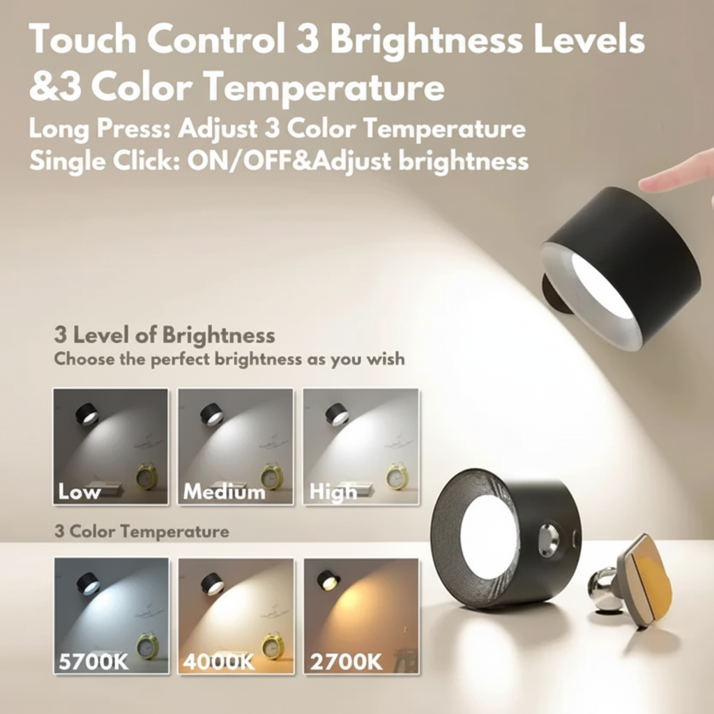 LED Wall Light Rechargeable Sconce Rotatable Wall-Mount - Image 11