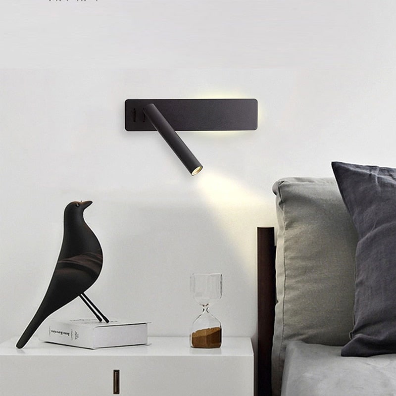 LED Wall Reading Light Bed Adjustable Modern Design Black White - Image 3